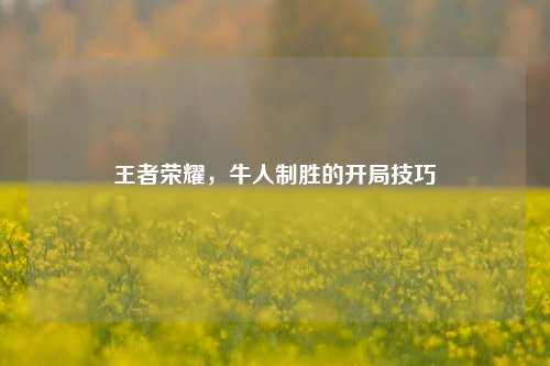 王者荣耀,牛人制胜的开局技巧