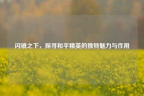 闪镜之下,探寻和平精英的独特魅力与作用