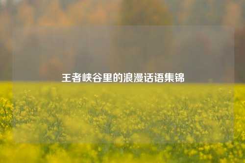 王者峡谷里的浪漫话语集锦