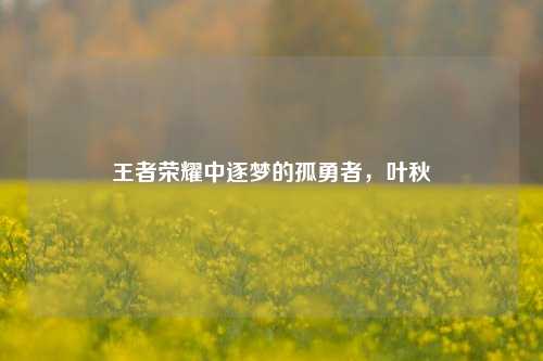 王者荣耀中逐梦的孤勇者，叶秋