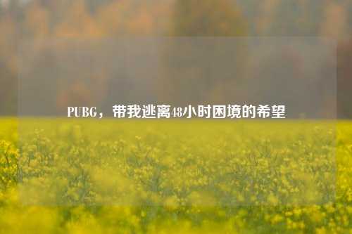 PUBG,带我逃离48小时困境的希望