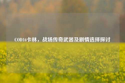 COD16卡林,战场传奇武器及剧情选择探讨