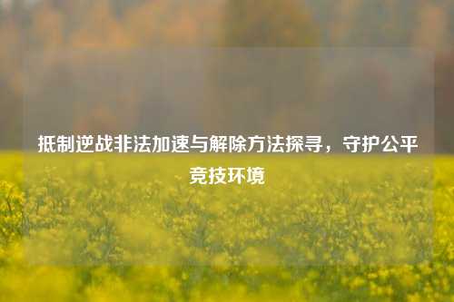 抵制逆战非法加速与解除方法探寻,守护公平竞技环境