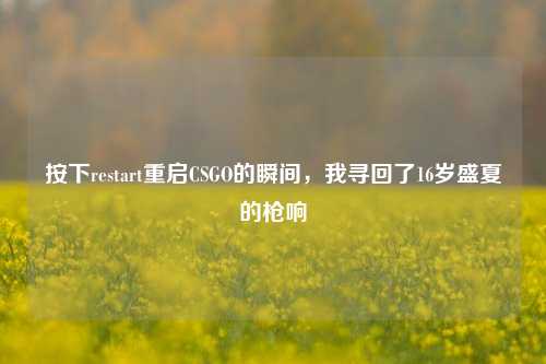 按下restart重启CSGO的瞬间，我寻回了16岁盛夏的枪响