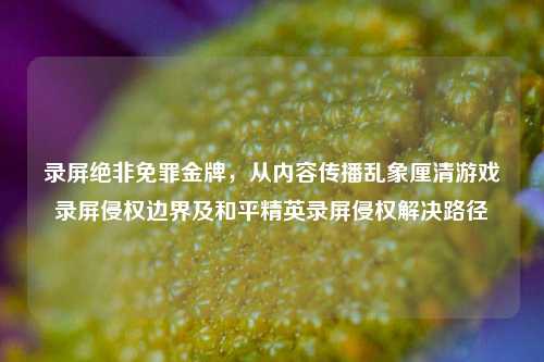 录屏绝非免罪金牌，从内容传播乱象厘清游戏录屏侵权边界及和平精英录屏侵权解决路径