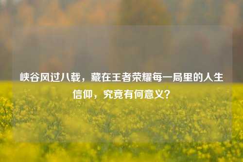 峡谷风过八载，藏在王者荣耀每一局里的人生信仰，究竟有何意义？