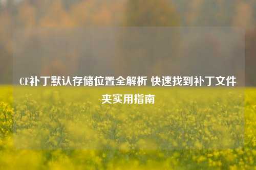 CF补丁默认存储位置全解析 快速找到补丁文件夹实用指南