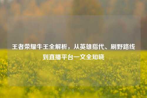王者荣耀牛王全解析,从英雄指代、刷野路线到直播平台一文全知晓