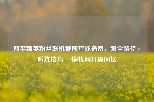 和平精英粉丝联机截图查找指南,超全路径+避坑技巧 一键找回开黑回忆