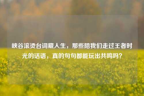 峡谷滚烫台词藏人生，那些陪我们走过王者时光的话语，真的句句都能玩出共鸣吗？