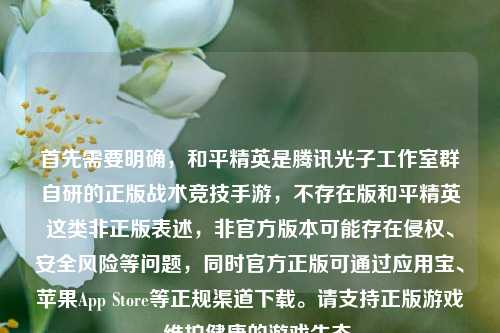 首先需要明确，和平精英是腾讯光子工作室群自研的正版战术竞技手游，不存在版和平精英这类非正版表述，非官方版本可能存在侵权、安全风险等问题，同时官方正版可通过应用宝、苹果App Store等正规渠道下载。请支持正版游戏，维护健康的游戏生态。