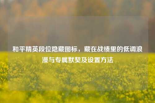 和平精英段位隐藏图标,藏在战绩里的低调浪漫与专属默契及设置方法
