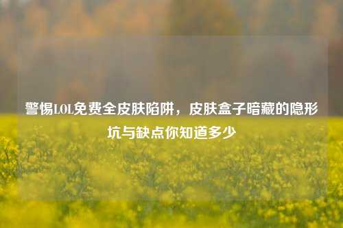 警惕LOL免费全皮肤陷阱，皮肤盒子暗藏的隐形坑与缺点你知道多少