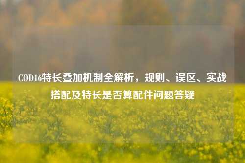 COD16特长叠加机制全解析,规则、误区、实战搭配及特长是否算配件问题答疑