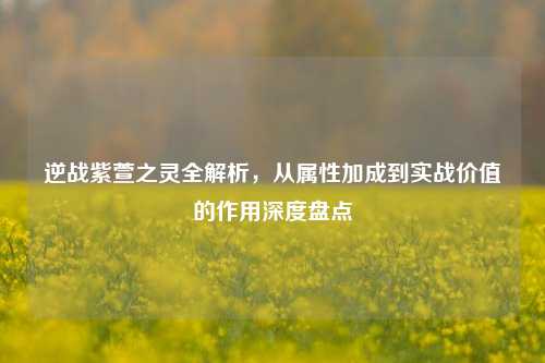 逆战紫萱之灵全解析,从属性加成到实战价值的作用深度盘点