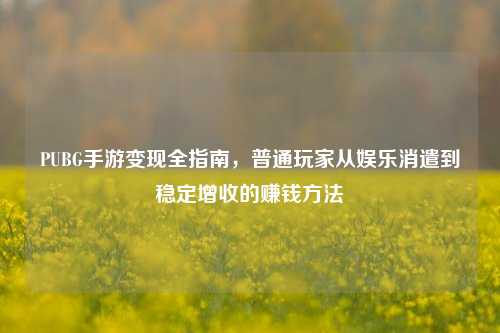 PUBG手游变现全指南，普通玩家从娱乐消遣到稳定增收的赚钱方法
