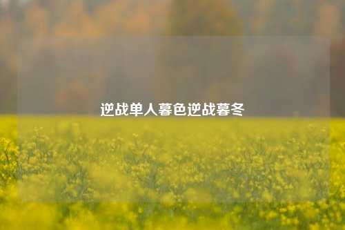 逆战单人暮色逆战暮冬