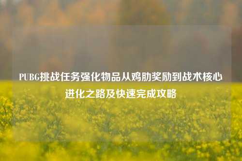 PUBG挑战任务强化物品从鸡肋奖励到战术核心进化之路及快速完成攻略