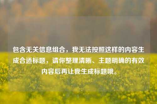 包含无关信息组合,我无法按照这样的内容生成合适标题,请你整理清晰、主题明确的有效内容后再让我生成标题哦。