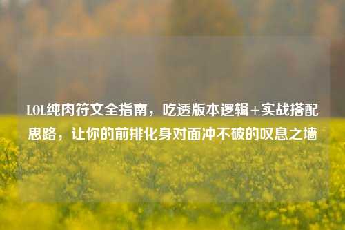 LOL纯肉符文全指南,吃透版本逻辑+实战搭配思路,让你的前排化身对面冲不破的叹息之墙