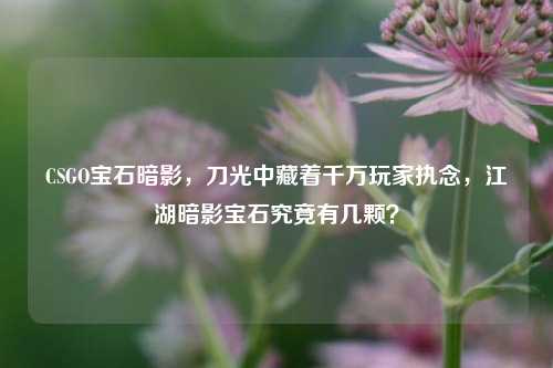 CSGO宝石暗影，刀光中藏着千万玩家执念，江湖暗影宝石究竟有几颗？