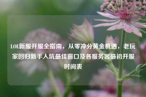 LOL新服开服全指南，从零冲分黄金机遇，老玩家回归新手入坑最佳窗口及各服务器最初开服时间表