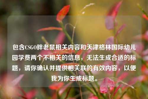 包含CSGO胖老鼠相关内容和天津格林国际幼儿园学费两个不相关的信息,无法生成合适的标题,请你确认并提供相关联的有效内容,以便我为你生成标题。