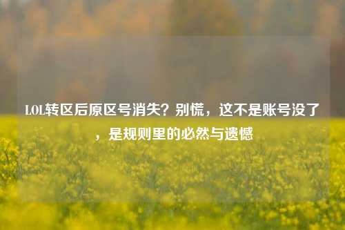 LOL转区后原区号消失?别慌,这不是账号没了,是规则里的必然与遗憾
