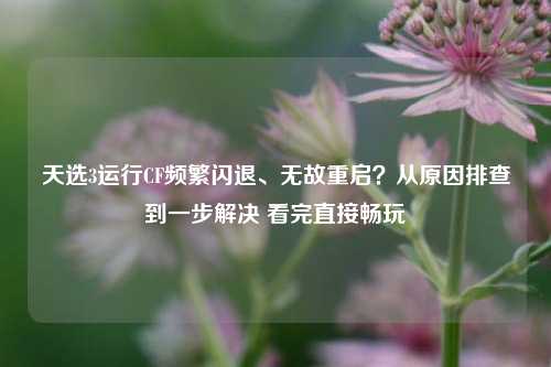 天选3运行CF频繁闪退、无故重启？从原因排查到一步解决 看完直接畅玩