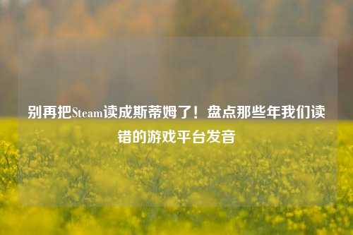 别再把Steam读成斯蒂姆了！盘点那些年我们读错的游戏平台发音
