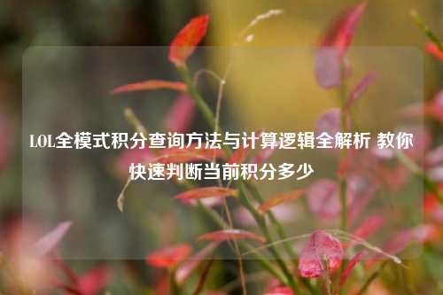 LOL全模式积分查询方法与计算逻辑全解析 教你快速判断当前积分多少