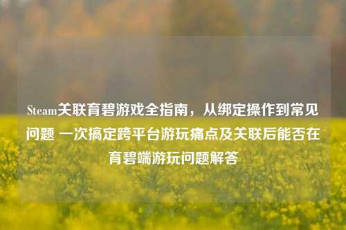 Steam关联育碧游戏全指南，从绑定操作到常见问题 一次搞定跨平台游玩痛点及关联后能否在育碧端游玩问题解答