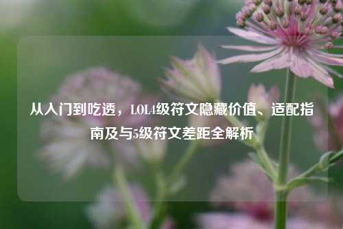 从入门到吃透，LOL4级符文隐藏价值、适配指南及与5级符文差距全解析