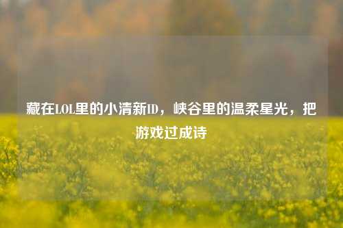 藏在LOL里的小清新ID,峡谷里的温柔星光,把游戏过成诗
