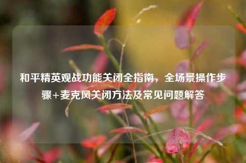 和平精英观战功能关闭全指南，全场景操作步骤+麦克风关闭方法及常见问题解答