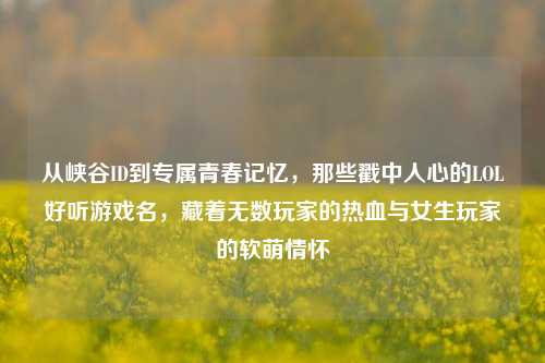从峡谷ID到专属青春记忆，那些戳中人心的LOL好听游戏名，藏着无数玩家的热血与女生玩家的软萌情怀