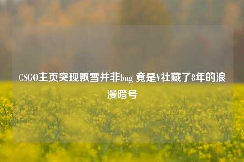 CSGO主页突现飘雪并非bug 竟是V社藏了8年的浪漫暗号