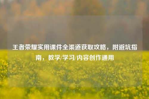 王者荣耀实用课件全渠道获取攻略，附避坑指南，教学/学习/内容创作通用