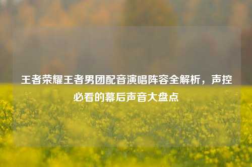 王者荣耀王者男团配音演唱阵容全解析，声控必看的幕后声音大盘点