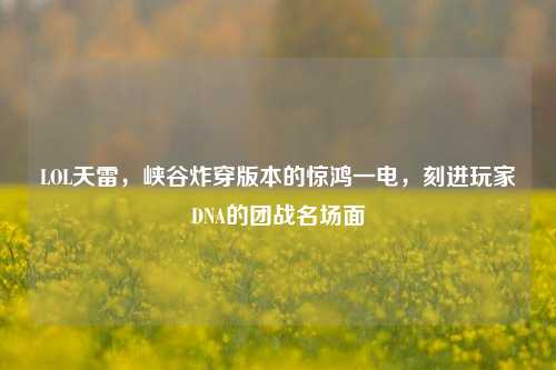 LOL天雷,峡谷炸穿版本的惊鸿一电,刻进玩家DNA的团战名场面