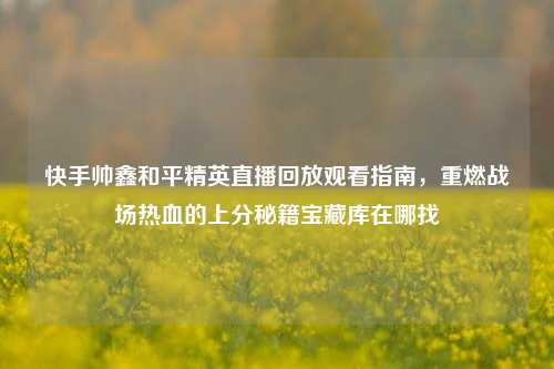快手帅鑫和平精英直播回放观看指南，重燃战场热血的上分秘籍宝藏库在哪找
