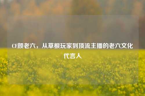 CF颜老六，从草根玩家到顶流主播的老六文化代言人