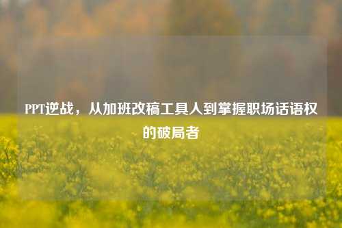 PPT逆战,从加班改稿工具人到掌握职场话语权的破局者