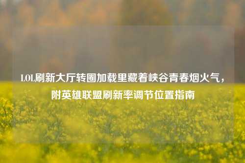 LOL刷新大厅转圈加载里藏着峡谷青春烟火气,附英雄联盟刷新率调节位置指南