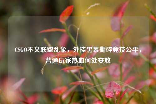 CSGO不义联盟乱象，外挂黑幕撕碎竞技公平，普通玩家热血何处安放