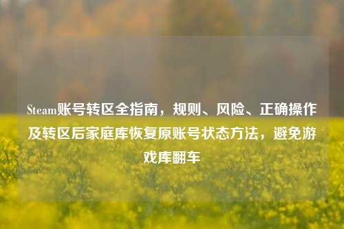 Steam账号转区全指南,规则、风险、正确操作及转区后家庭库恢复原账号状态方法,避免游戏库翻车
