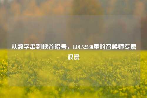 从数字串到峡谷暗号,LOL52530里的召唤师专属浪漫