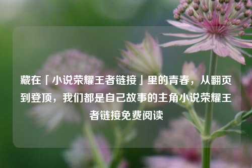 藏在「小说荣耀王者链接」里的青春,从翻页到登顶,我们都是自己故事的主角小说荣耀王者链接免费阅读