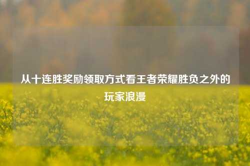 从十连胜奖励领取方式看王者荣耀胜负之外的玩家浪漫