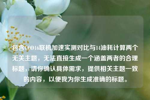 包含COD16联机加速实测对比与14油耗计算两个无关主题,无法直接生成一个涵盖两者的合理标题,请你确认具体需求,提供相关主题一致的内容,以便我为你生成准确的标题。